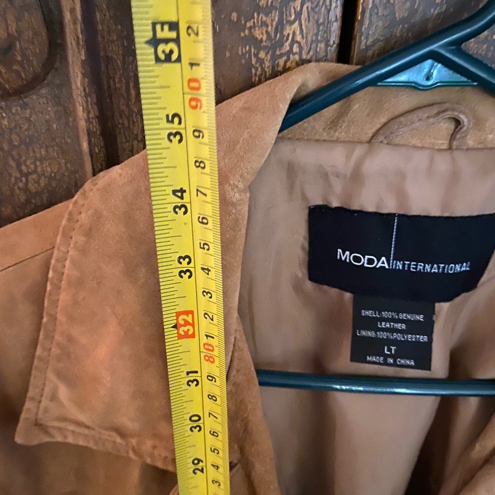 Moda International suede thigh length coat